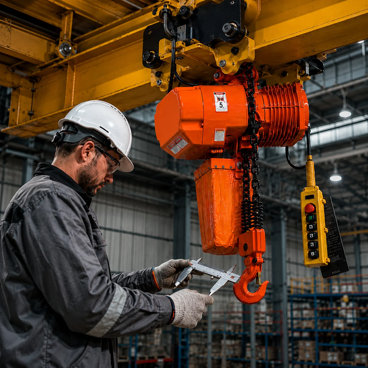 Inspeção técnica em talha industrial